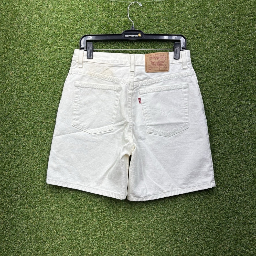 Levis 550 Jean Shorts Womens 10 Mis White Denim Mom Shorts High Rise Relaxed Fit